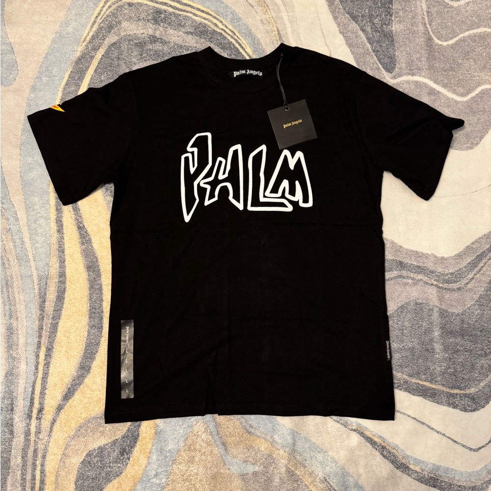 Palm Angels Garment Dye Palm Graffiti Flames T-Shirt Size Large